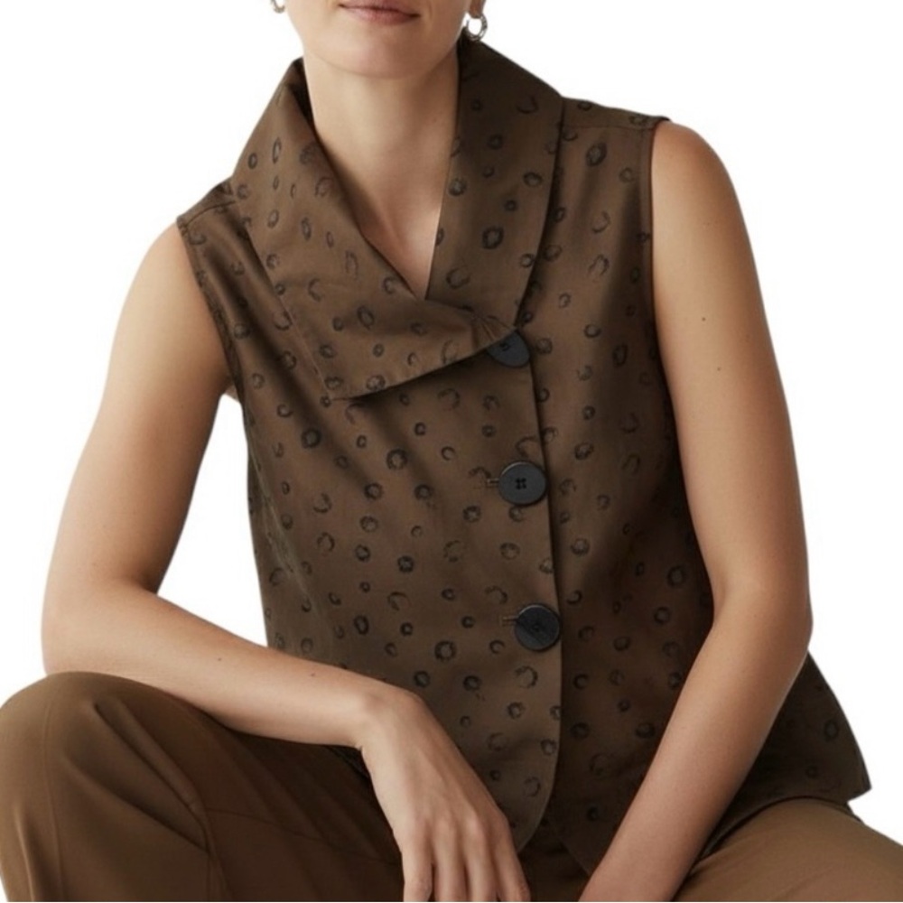 Liv by Habitat Vest Women’s Asymmetrical Buttons Artsy Eclectic Lagenlook Medium - Picture 2 of 8